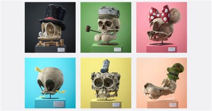 Czech Artist Creates Six Skinless Skulls of Classic Cartoon Characters