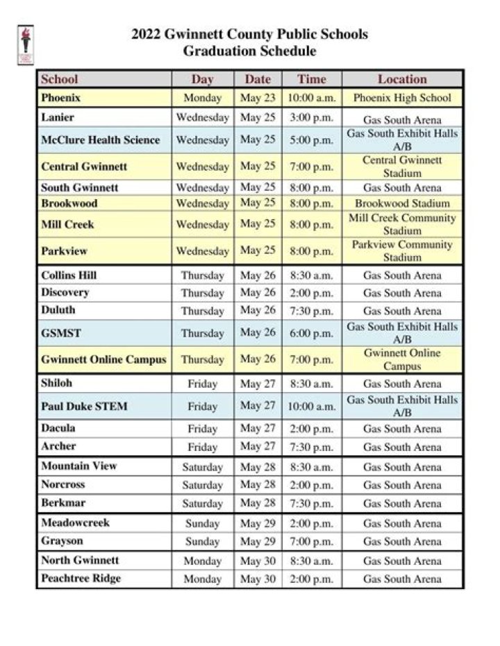 Gwinnett County’s 2023 graduation schedule